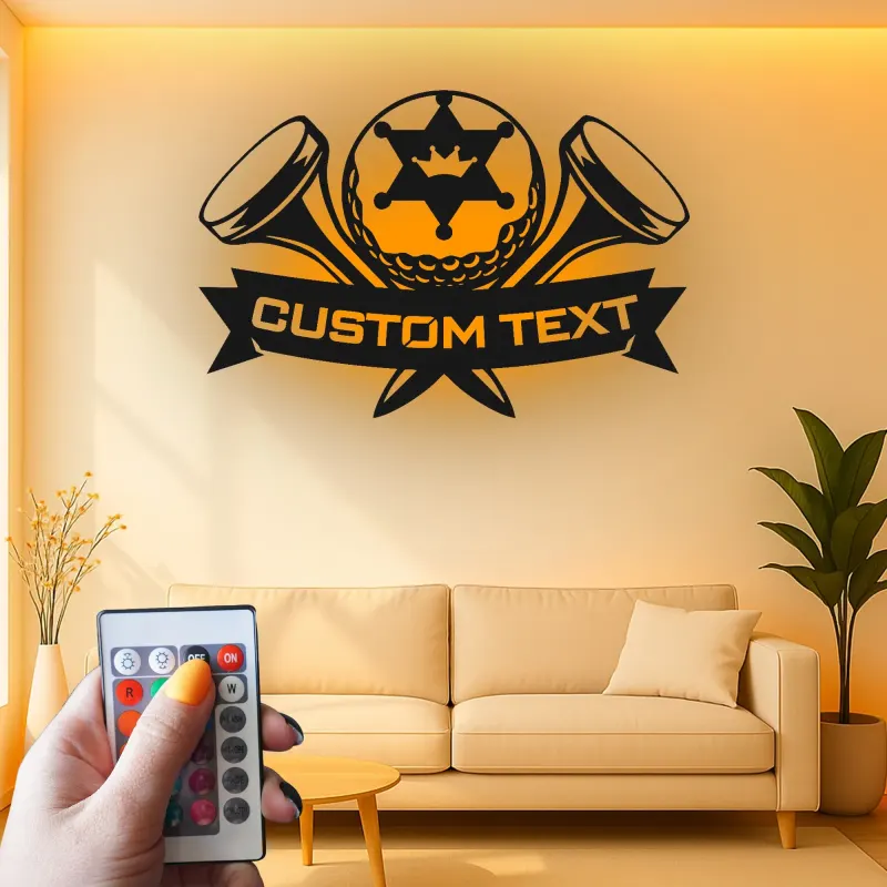 Personalized Golf LED Sign | Custom Metal Wall Art for Game Room | Golfer Name Plaque | Unique Gift for Him