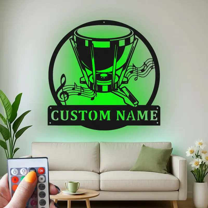 Cartel de metal LED de batería Regalo para músico con nombre Decoración de estudio o sala de música