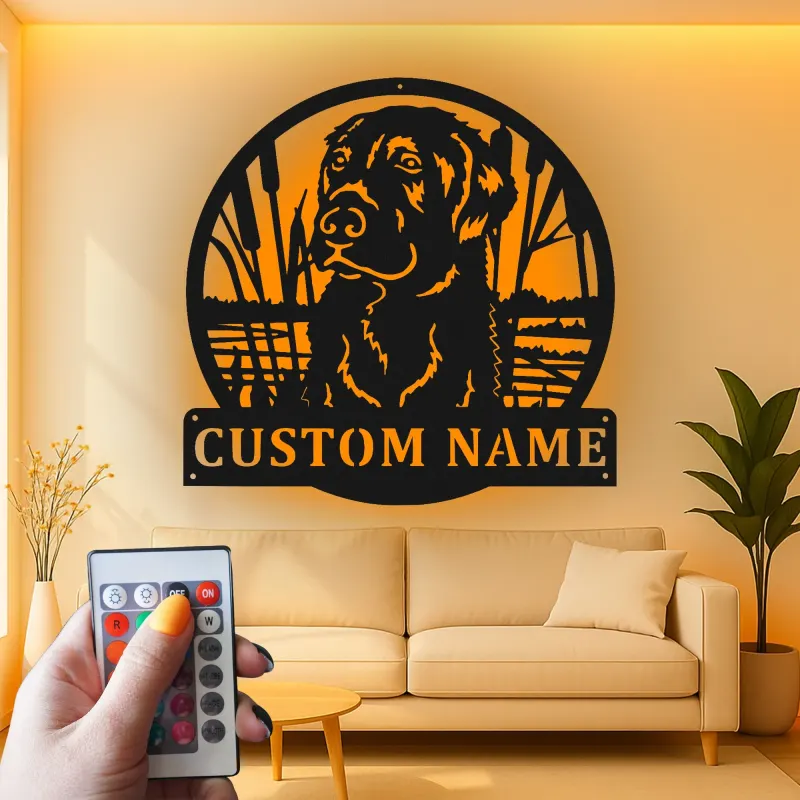 Personalisierte Labrador Retriever LED-beleuchtete Metall-Wandkunst – Geschenk für Hundeliebhaber