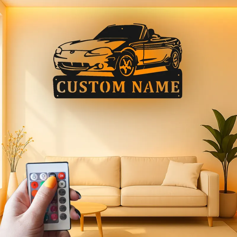 Insegna in metallo LED personalizzata per auto cabriolet, regalo per appassionati di auto, decorazione per garage o stanza degli uomini