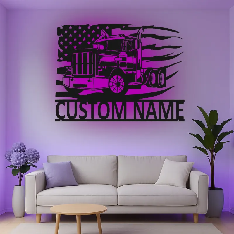 Insegna in metallo LED personalizzata per camion semi, regalo per camionisti, decorazione per garage o man cave 14