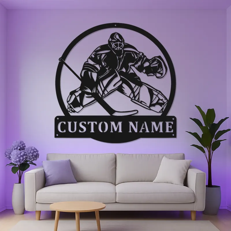 Custom Hockey Goalie LED Metal Sign | Personalized Sports Decor | Game Room Wall Art | Player Gift