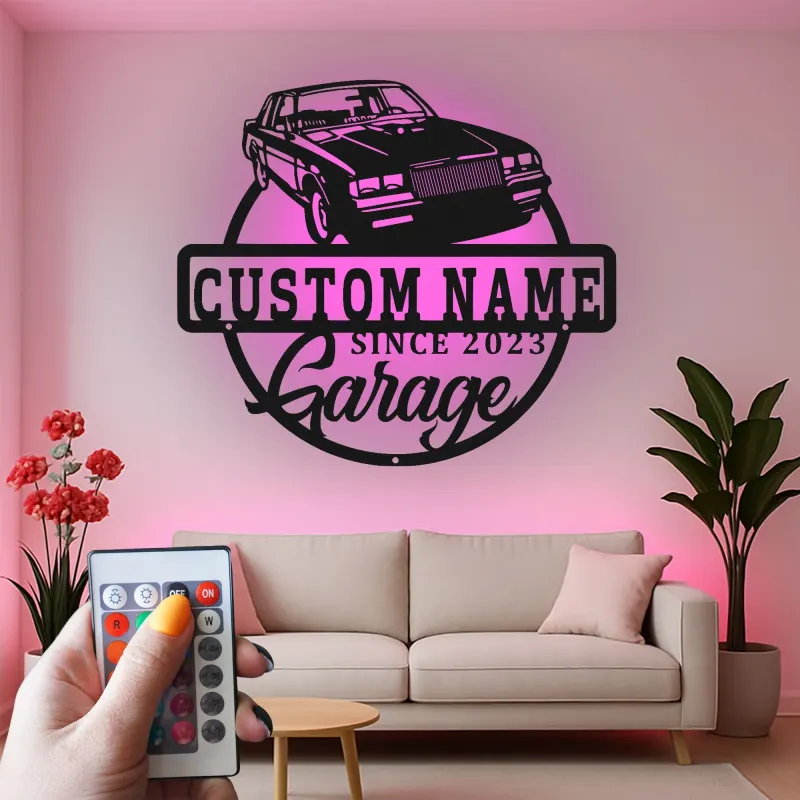 Cartel de metal LED de coche clásico personalizado regalo de garaje para entusiastas del automóvil decoración de man cave 7