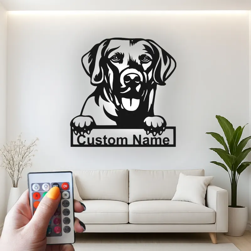 Custom Labrador Retriever Led Light Metal Wall Art Personalized Dog Lover Gift Living Room Pet Decor