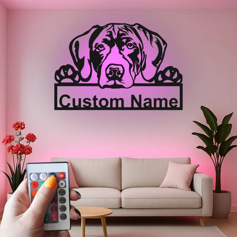 Insegna in metallo LED personalizzata per amanti dei cani con Alano - Regalo per la sala da pranzo 3