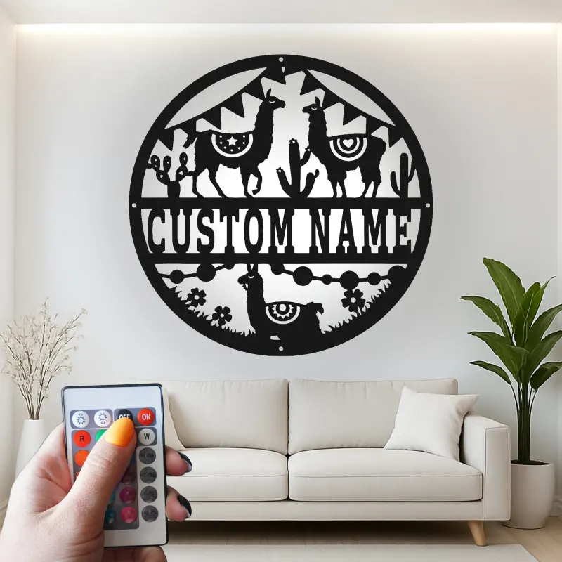 Insegna personalizzata con lama | Insegna da parete in metallo LED per cameretta | Decorazione sudoccidentale | Arredo boho per stanza bimbi e regalo baby shower