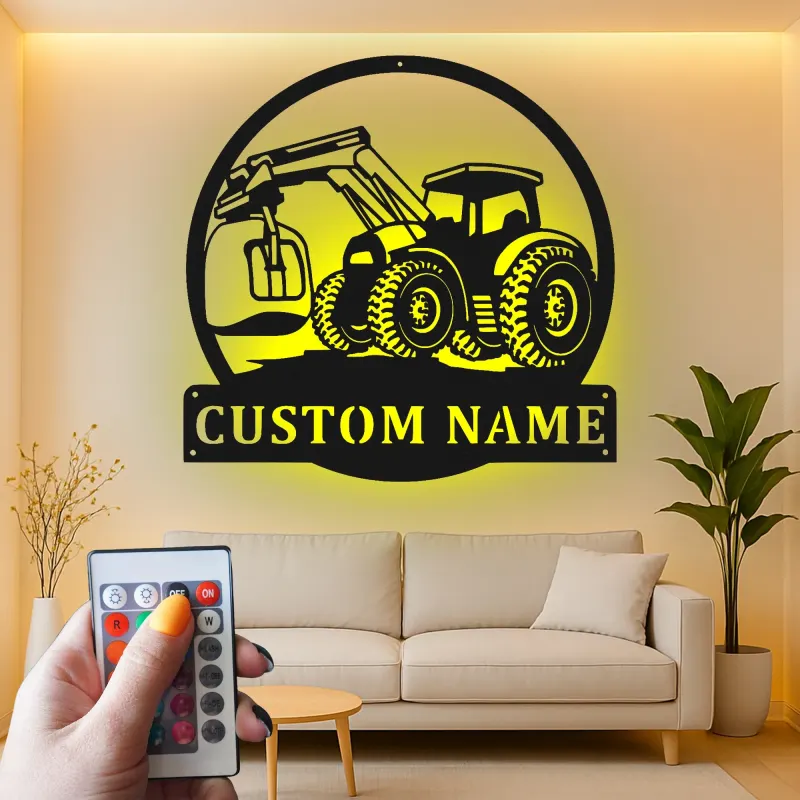 Custom Tractor Led Light Metal Wall Art Personalized Farmer Gift Rustic Farmhouse Decor for Home