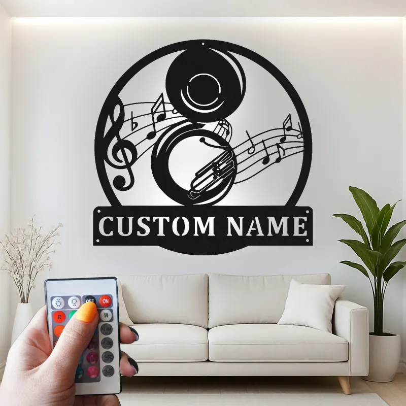 Cartel de notas musicales personalizado | Arte mural LED para estudio y sala de música | Regalo personalizado para músico