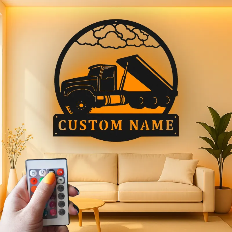 Cartel de metal LED de camión volquete personalizado, regalo para entusiastas de camiones, decoración para garaje u oficina