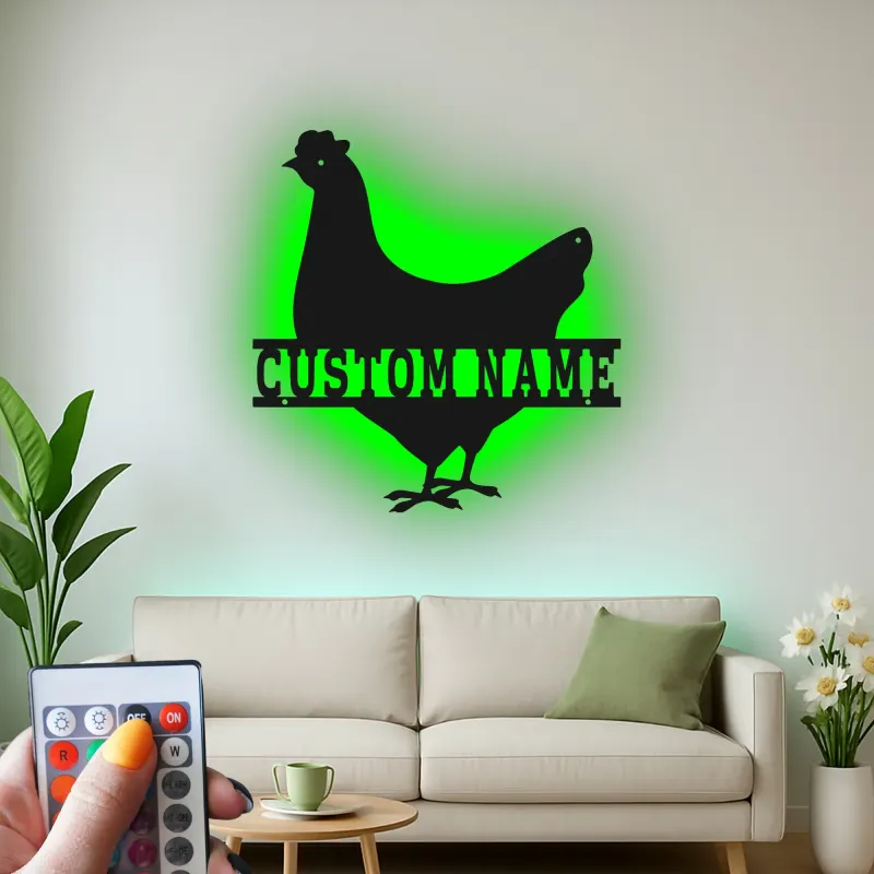 Cartel de metal LED Pollo Personalizado Regalo de Granja Decoración de Cocina o Jardín