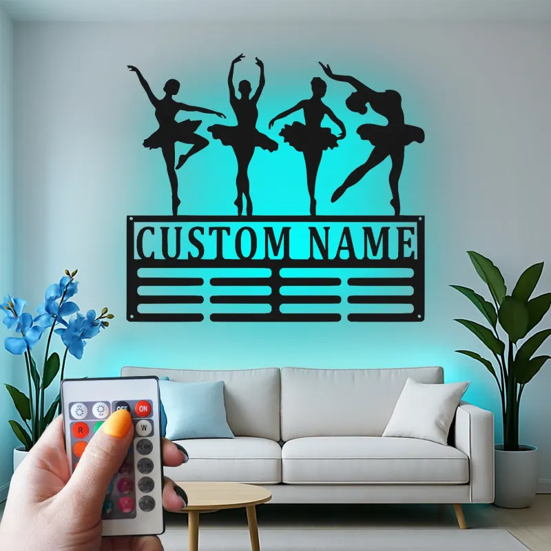 Cartel de metal LED de bailarina personalizado, regalo de danza para decoración de dormitorio de chicas amantes del ballet