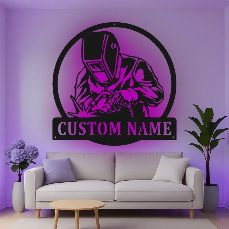 Cartel de metal LED personalizado para soldadores, regalo para mecánicos, decoración de taller