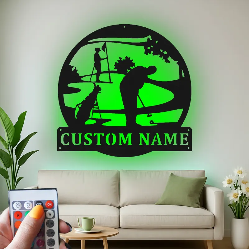 Insegna LED da golf personalizzata | Insegna in metallo personalizzata | Decorazione per home bar e man cave, regalo per lui