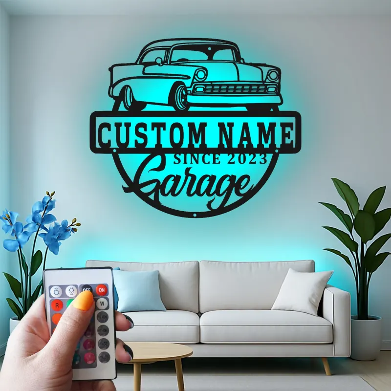 Insegna in metallo LED personalizzata per auto classiche regalo per appassionati di auto decorazione per garage 3