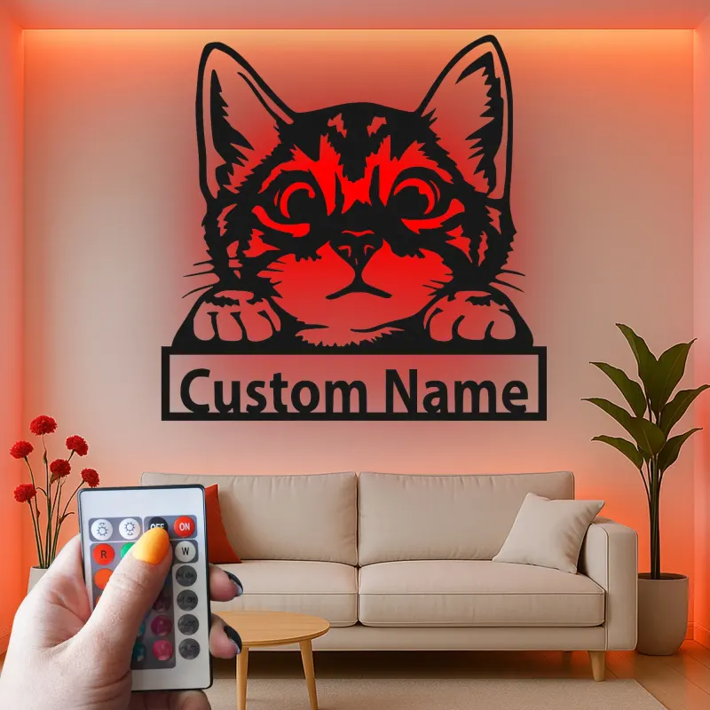 Décoration murale en métal personnalisée avec lumière LED pour les amoureux des animaux