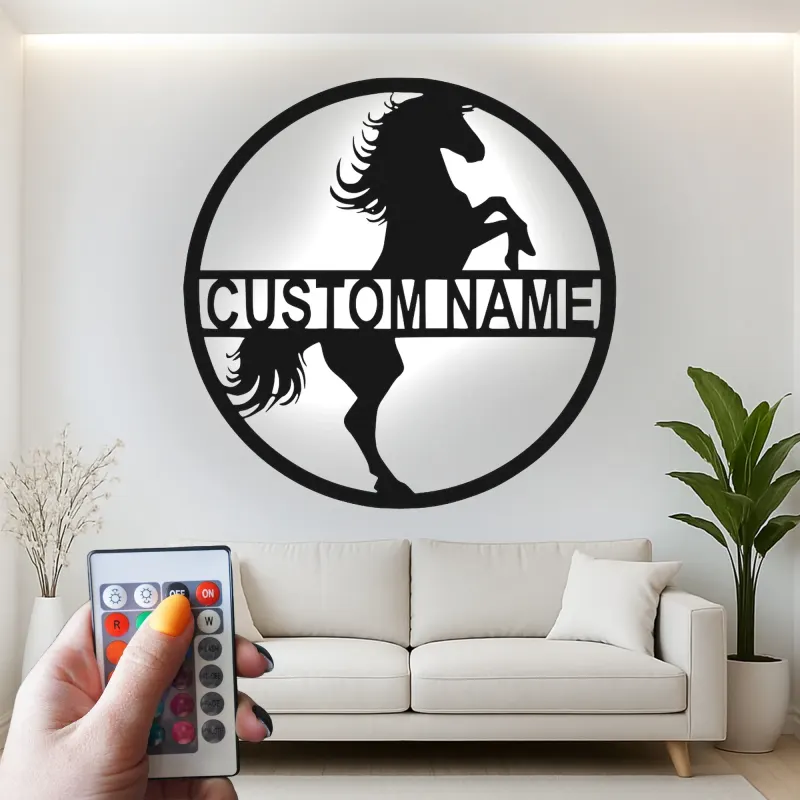Cartel LED de caballo personalizado | Decoración mural ecuestre personalizada | Decoración para establo y granero | Regalo para amantes de los caballos