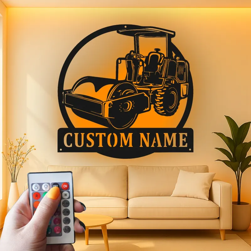 Panneau Métallique Routeur Personnalisé | Art Murale de Véhicule de Construction LED | Décoration de Machinerie Lourde | Cadeau pour Ouvrier de Construction