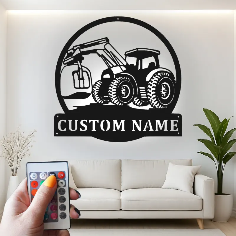 Custom Tractor Led Light Metal Wall Art Personalized Farmer Gift Rustic Farmhouse Decor for Home