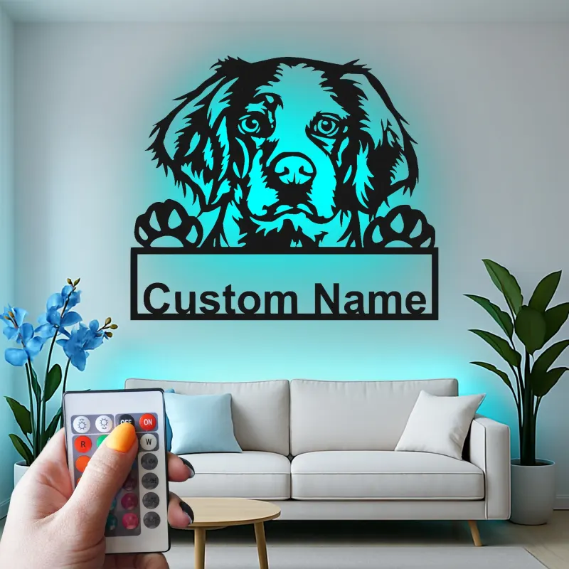 Custom Dog Led Light Metal Wall Art Personalized Pet Parent Gift Living Room Decor for Dog Lovers 3
