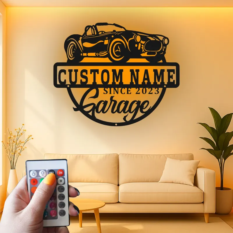 Individuelles LED-Schild für klassische Autos | Personalisierte Metall-Garagenkunst | Vintage-Dekor für Männerhöhlen | Geschenk für Auto-Enthusiasten