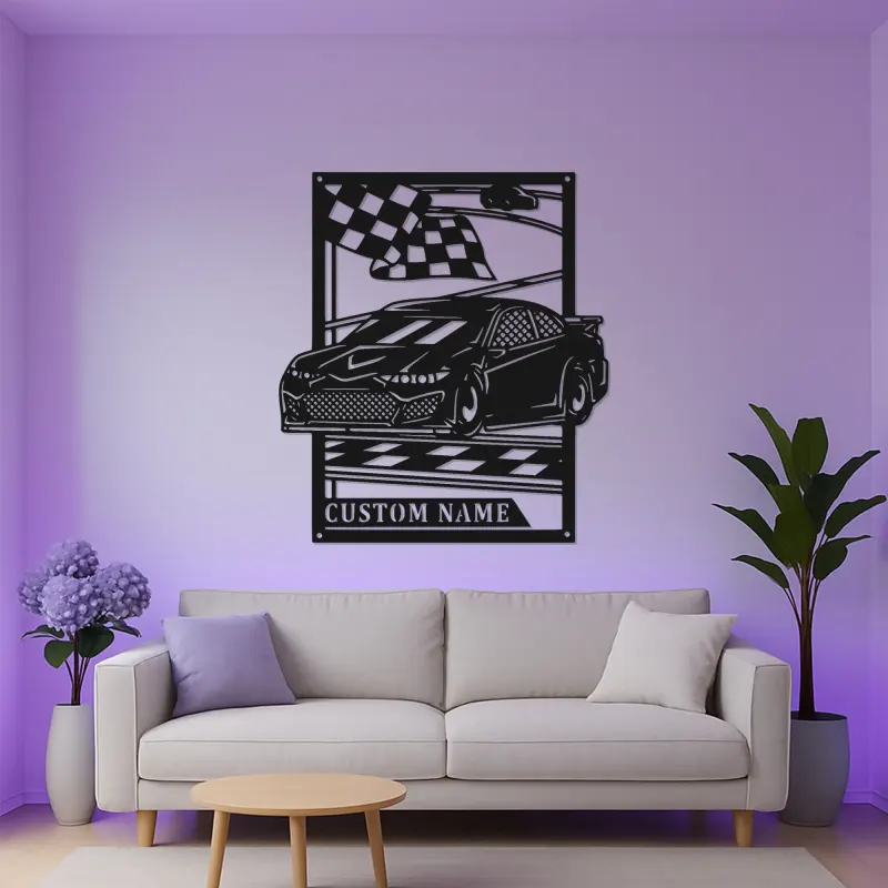 Cartel de metal personalizado de coche con luces LED | Señal de garaje personalizada | Decoración de man cave | Regalo para entusiastas de coches