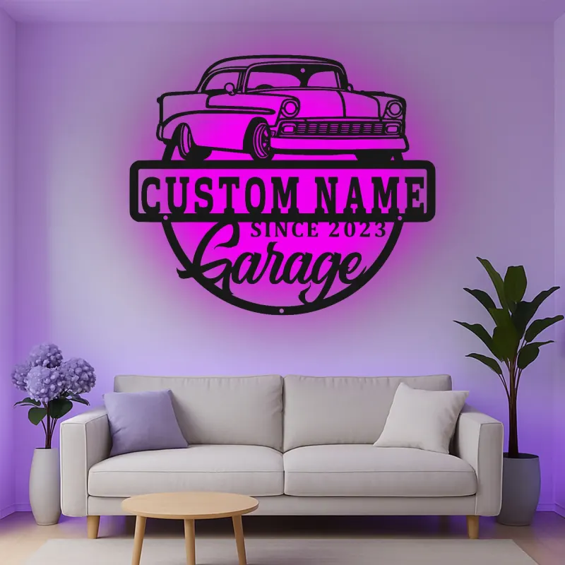 Insegna in metallo LED personalizzata per auto classiche regalo per appassionati di auto decorazione per garage 3