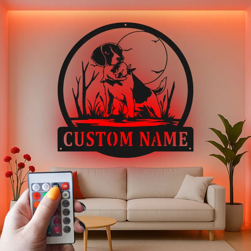 Cartel de metal LED Beagle personalizado Regalo para amantes de los perros Decoración de sala 2