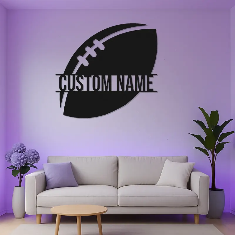 Custom Football LED Sign | Personalized Metal Wall Art | Game Room Decor & Sports Fan Gift | Teen Bedroom Light