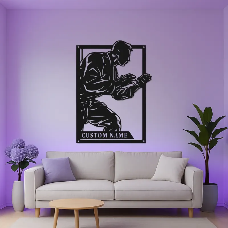 Insegna LED Personalizzata Arti Marziali | Arte Murale in Metallo Karate Personalizzata | Regalo per Combattente | Decorazione Dojo e Studio