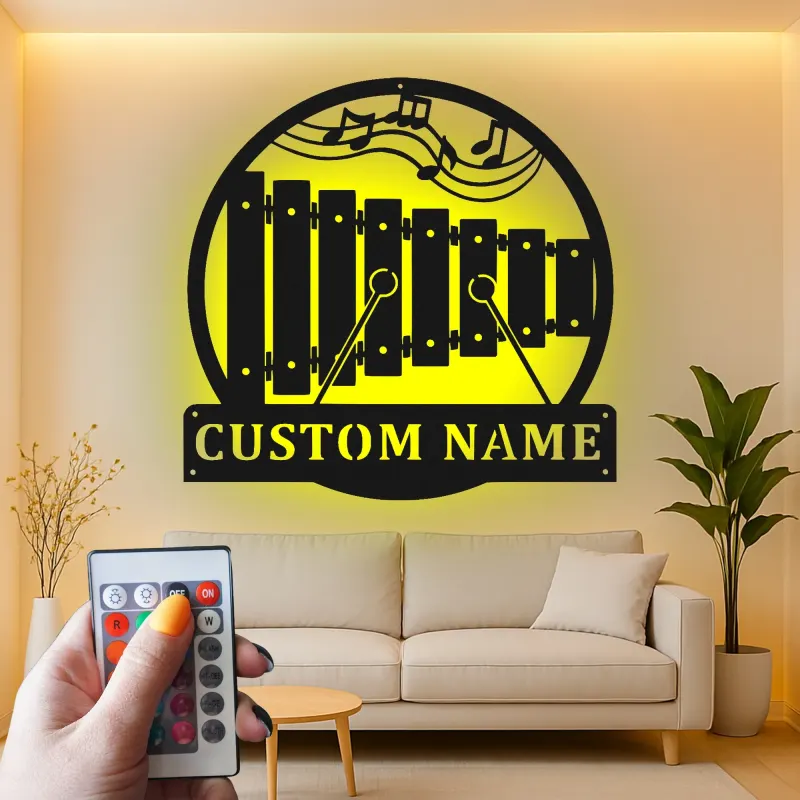 Custom Xylophone Led Light Metal Wall Art Personalized Musician Gift Music Room Decor for Music Lovers