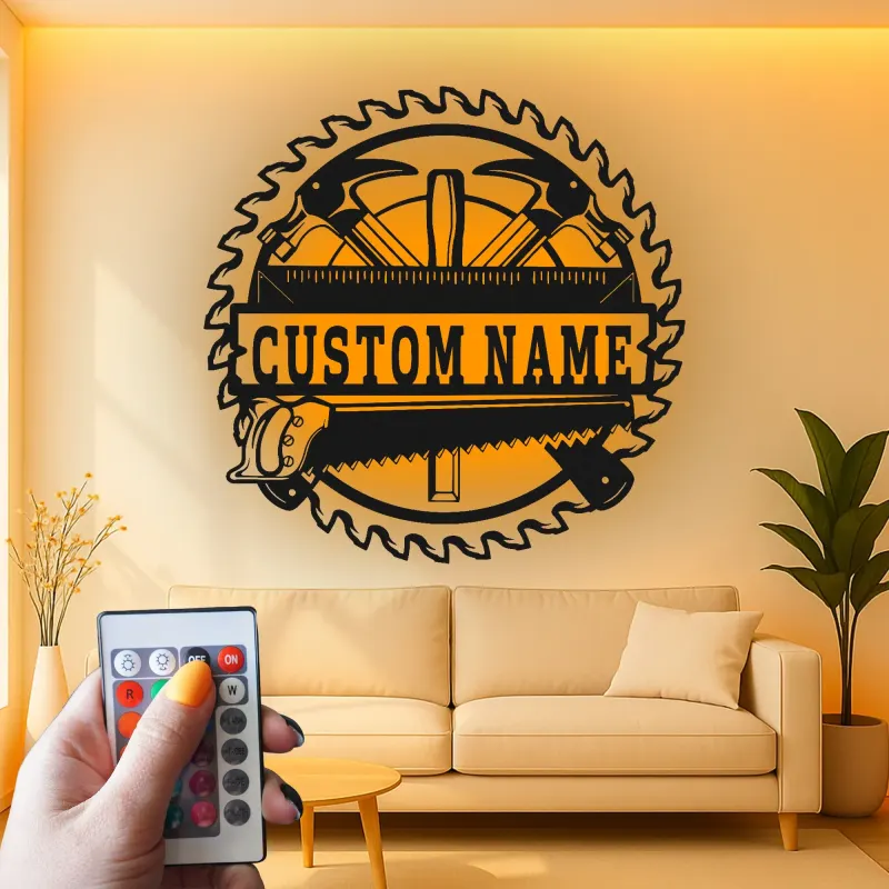Décoration murale en métal personnalisée avec éclairage LED d'outils de menuisier 2