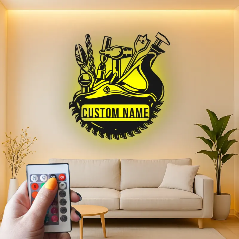 Décoration murale en métal LED personnalisée pour bricoleur - Cadeau pour garage et atelier