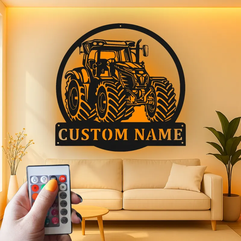 Insegna in metallo LED personalizzata per trattori - Regalo per agricoltori, decorazione per fattoria