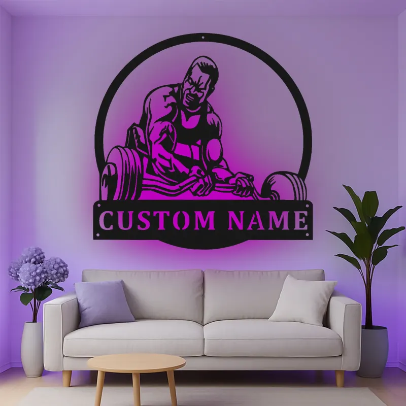 Décoration murale en métal LED personnalisée pour motivation de fitness
