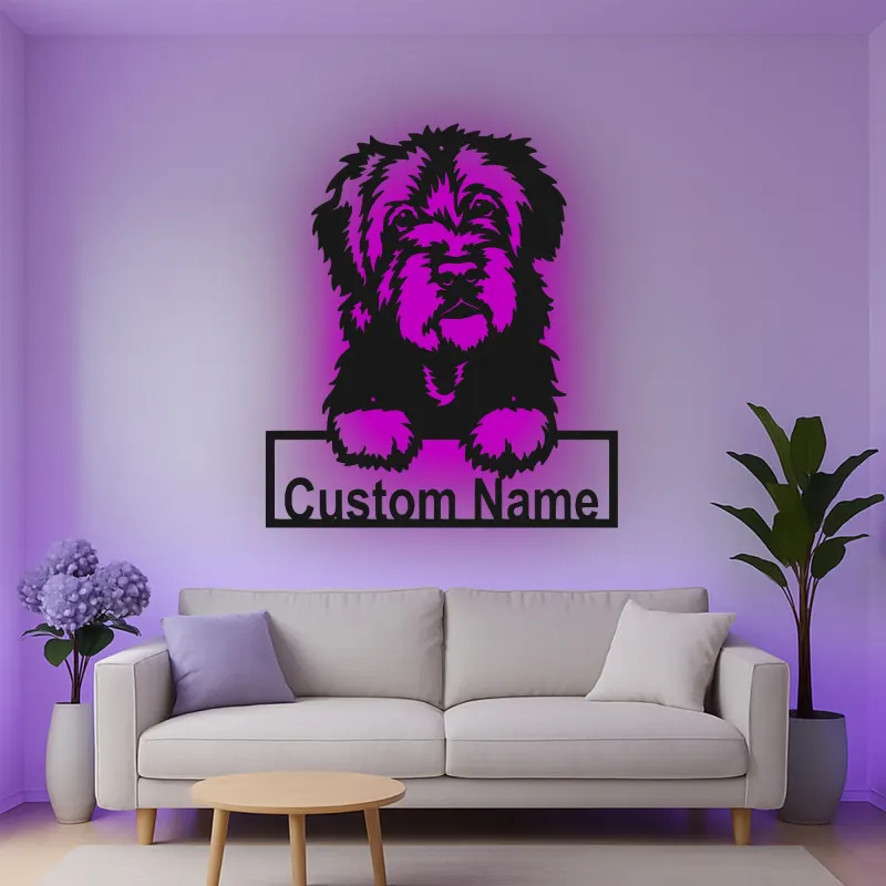 Décoration murale en métal LED personnalisée de chien de berger - Cadeau pour amoureux des animaux