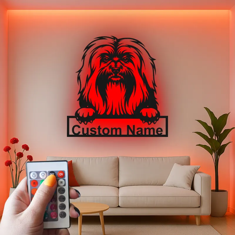 Custom Shih Tzu Led Light Metal Wall Art Personalized Dog Lover Gift Living Room Pet Decor