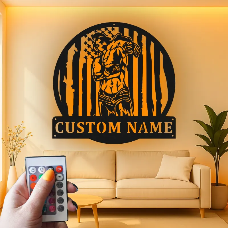 Personalized LED Metal Boxing Wall Art | Custom Boxer Gym Decor | Athlete Gift & Man Cave Signage