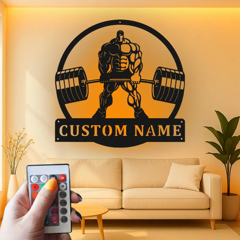 Personalisierte LED-Beleuchtung Metall-Wandkunst für Bodybuilder