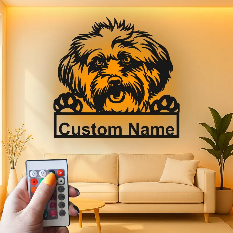 Cartel de metal LED personalizado de Shih Tzu, regalo para amantes de los perros, decoración para sala de estar