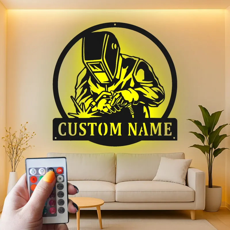 Cartel de metal LED personalizado para soldadores, regalo para mecánicos, decoración de taller