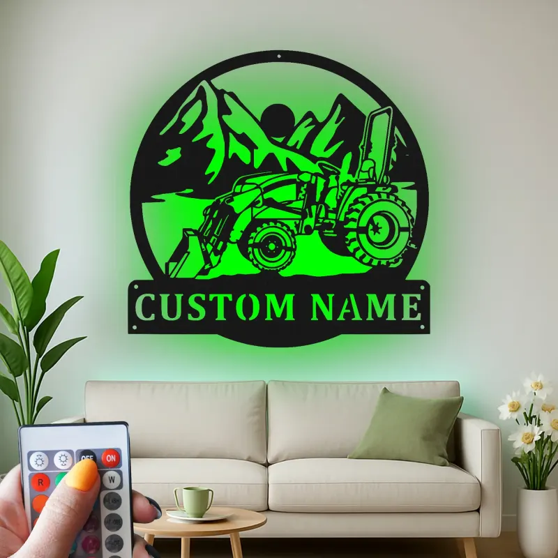 Custom Tractor Led Light Metal Wall Art Personalized Farmer Gift Rustic Farmhouse Decor