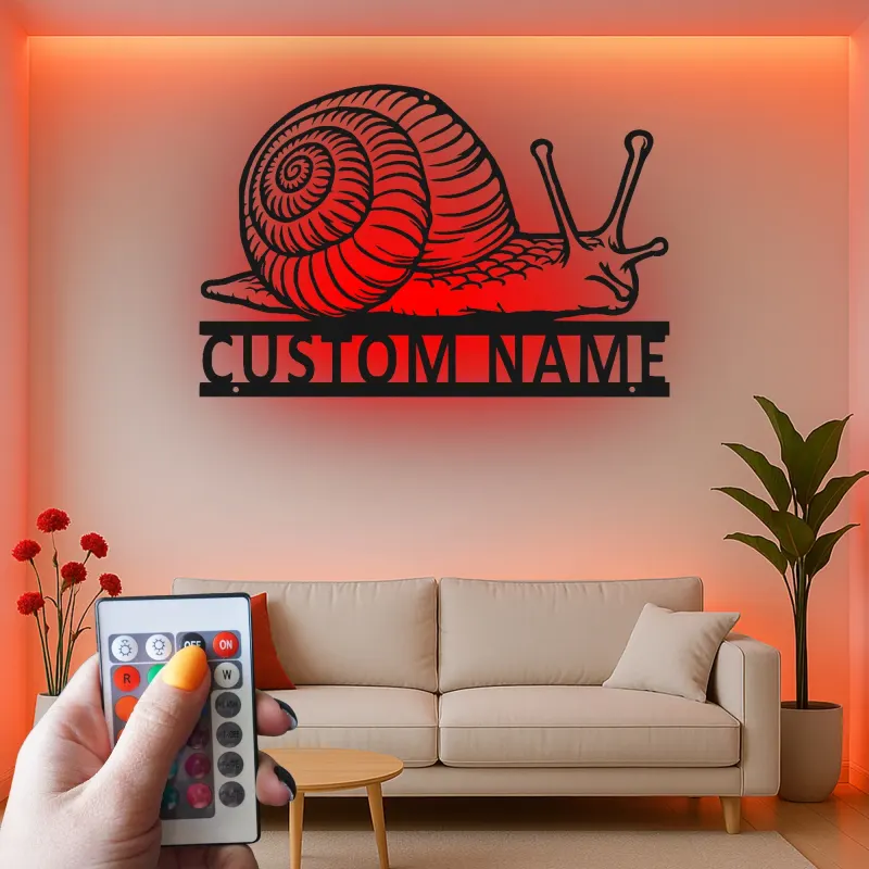 Personalized Snail LED Sign | Custom Metal Garden Art | Outdoor Nature Lover Gift | Whimsical Yard Decor