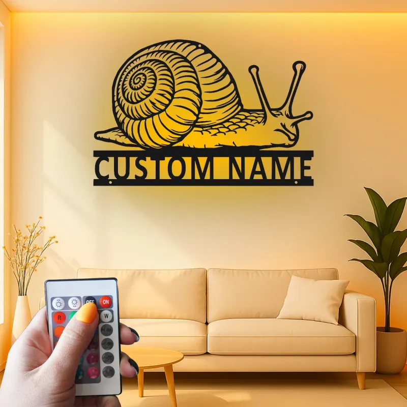 Personalized Snail LED Sign | Custom Metal Garden Art | Outdoor Nature Lover Gift | Whimsical Yard Decor