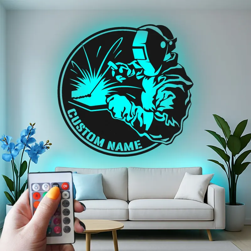 Cartel de metal LED personalizado para soldadores, regalo para decoraciones de garaje o taller