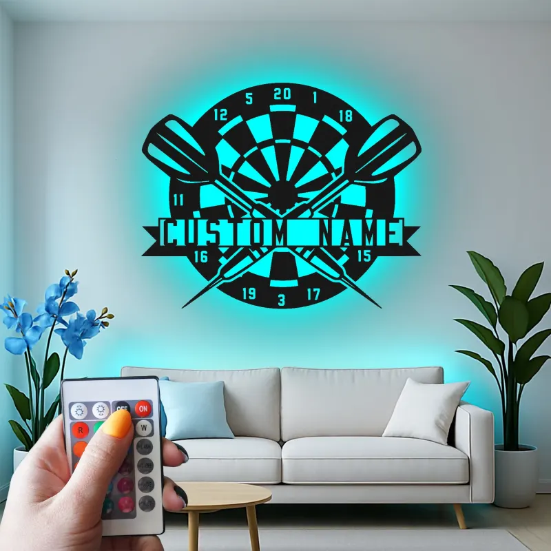 Insegna in metallo LED personalizzata per dartboard regalo per giocatori di freccette decorazione per sala giochi 1