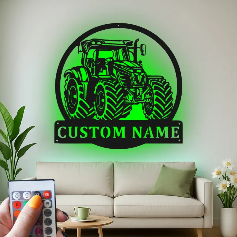 Insegna in metallo LED personalizzata per trattori - Regalo per agricoltori, decorazione per fattoria