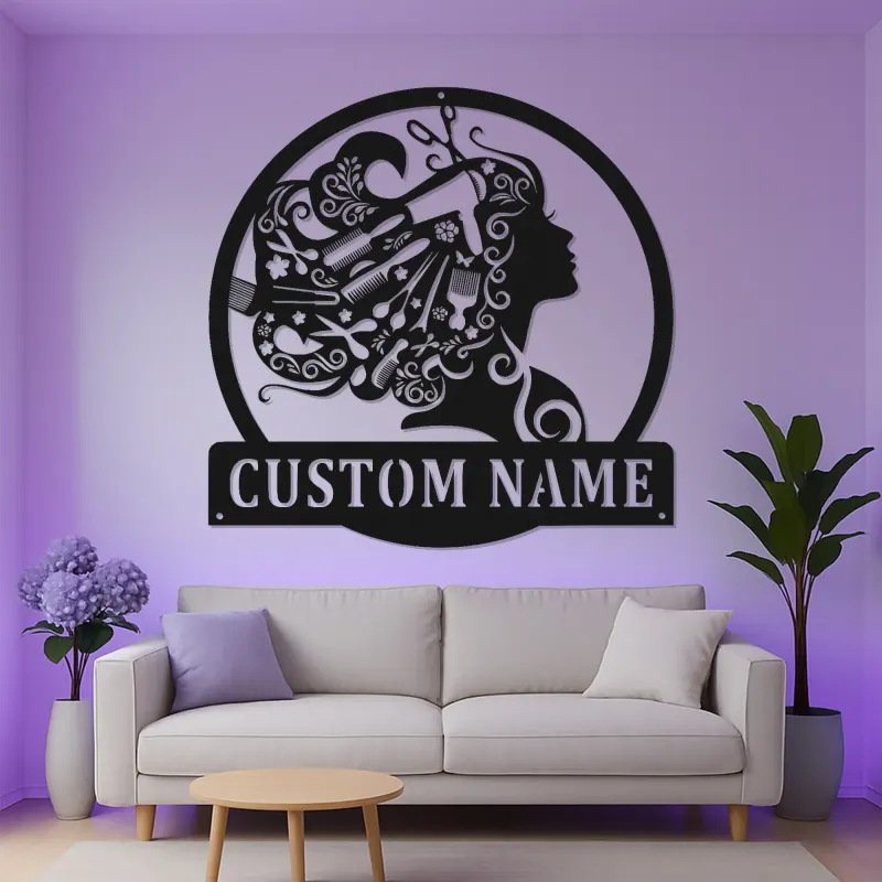 Hair Stylist LED Sign | Custom Metal Salon Decor | Personalized Barber Shop Wall Art | Beauty Studio Gift