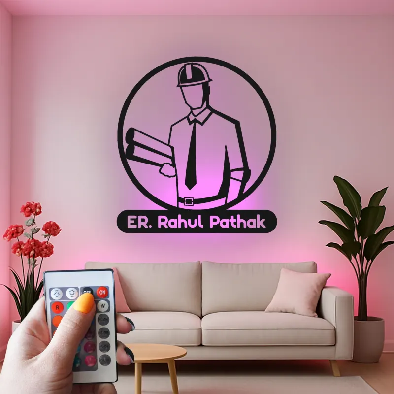 Décoration murale en métal personnalisée pour ingénieur avec rétroéclairage LED - Cadeau pour les ingénieurs, décoration de bureau pour professionnels de l'ingénierie