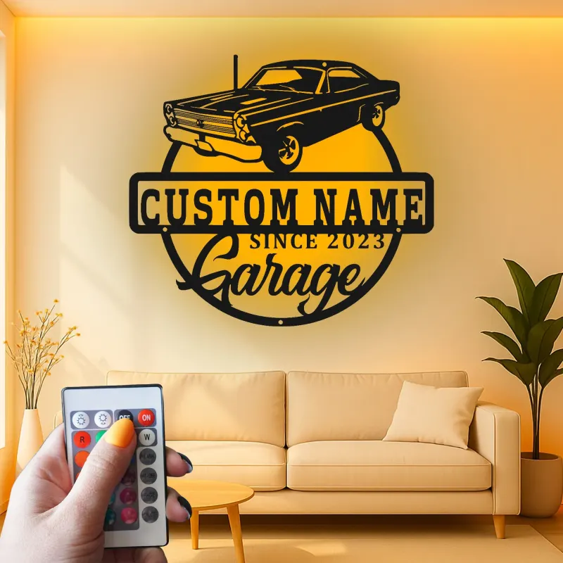 Custom Classic Car Led Light Metal Wall Art Personalized Garage Gift for Him Man Cave Decor 4