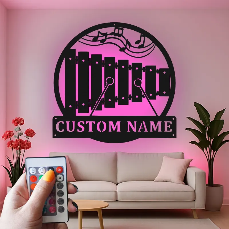 Custom Xylophone Led Light Metal Wall Art Personalized Musician Gift Music Room Decor for Music Lovers